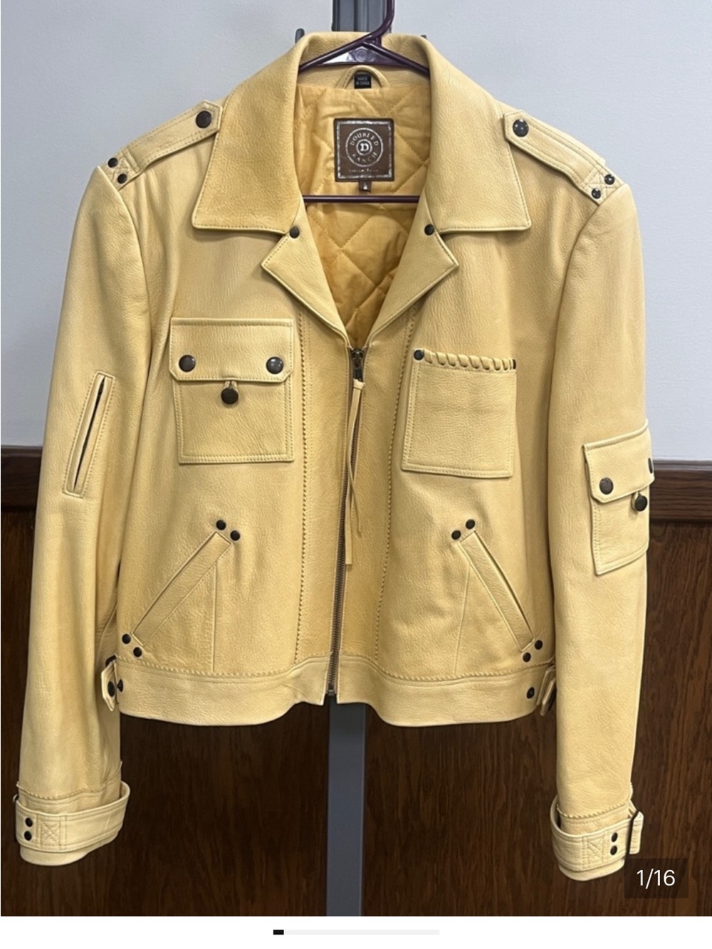 Rare Double D Ranch Leather Jacket native american woman princess headdress - Picture 2 of 14